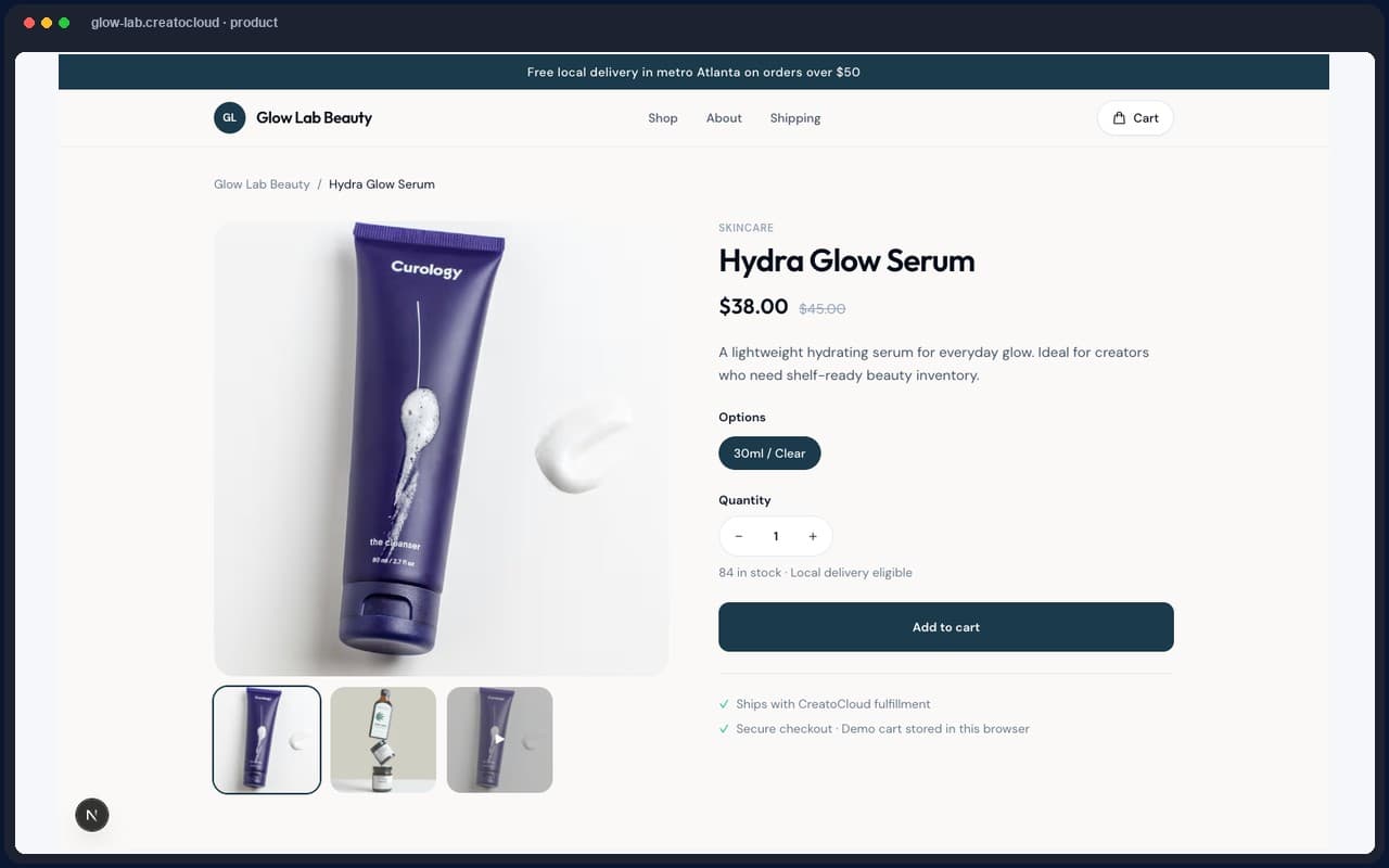 Product detail page